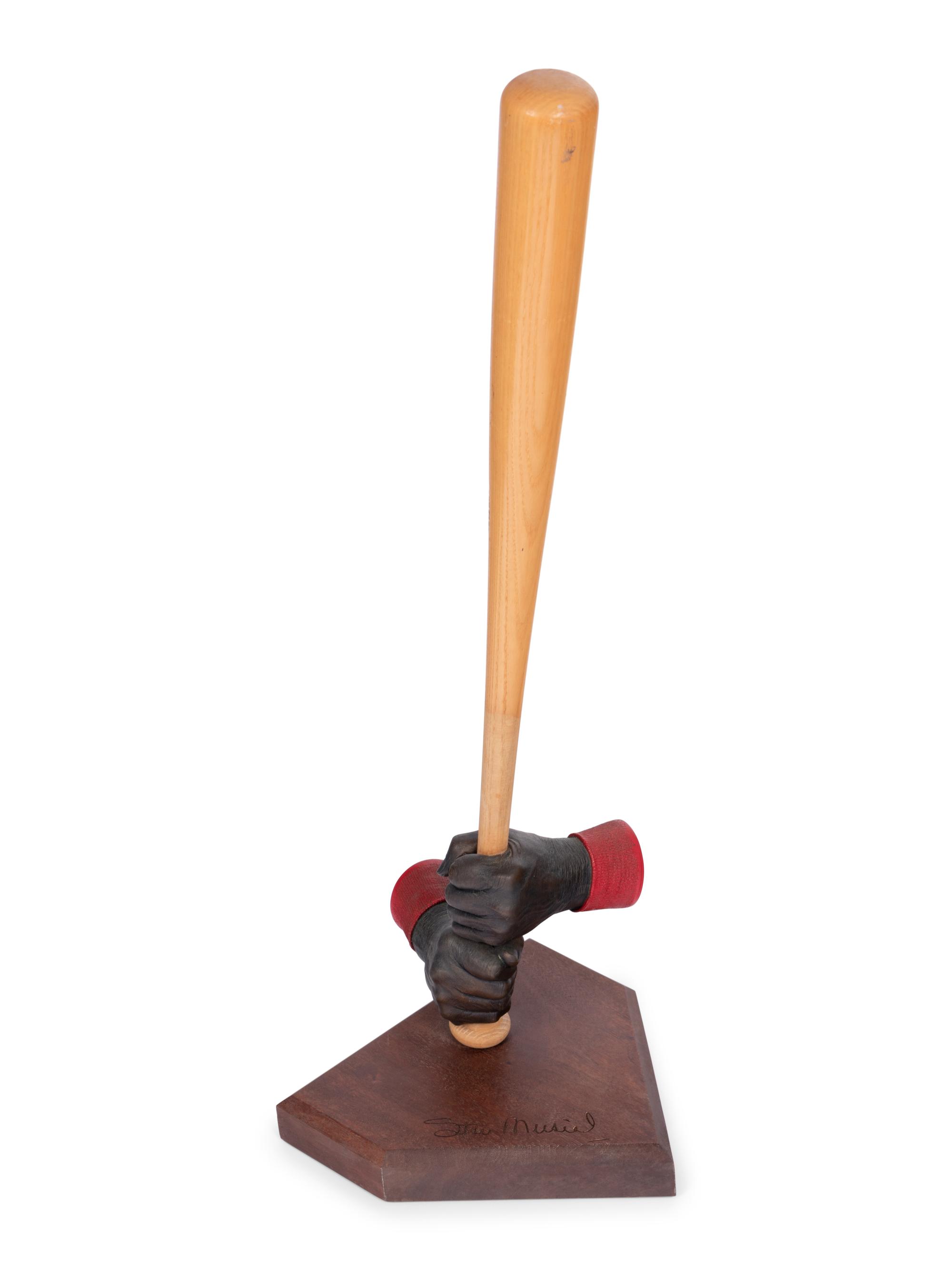 A Stan Musial Signed Autograph Baseball Bat "Hitter's Hands" Display Featuring Life Cast Bronze of Musial's Grip,