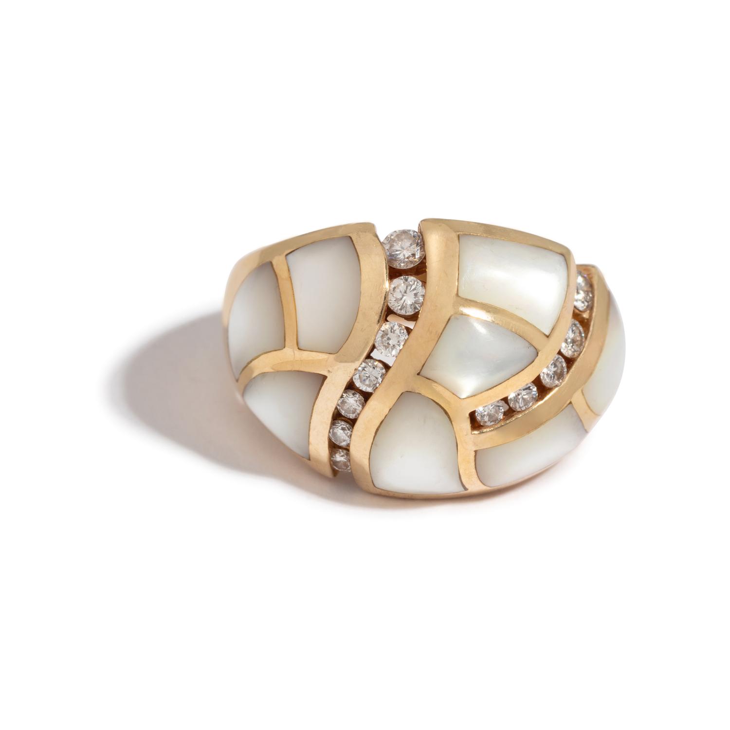 MOTHER-OF-PEARL AND DIAMOND RING