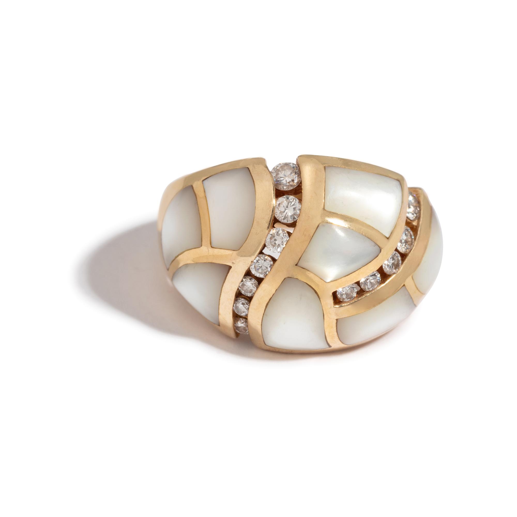 MOTHER-OF-PEARL AND DIAMOND RING