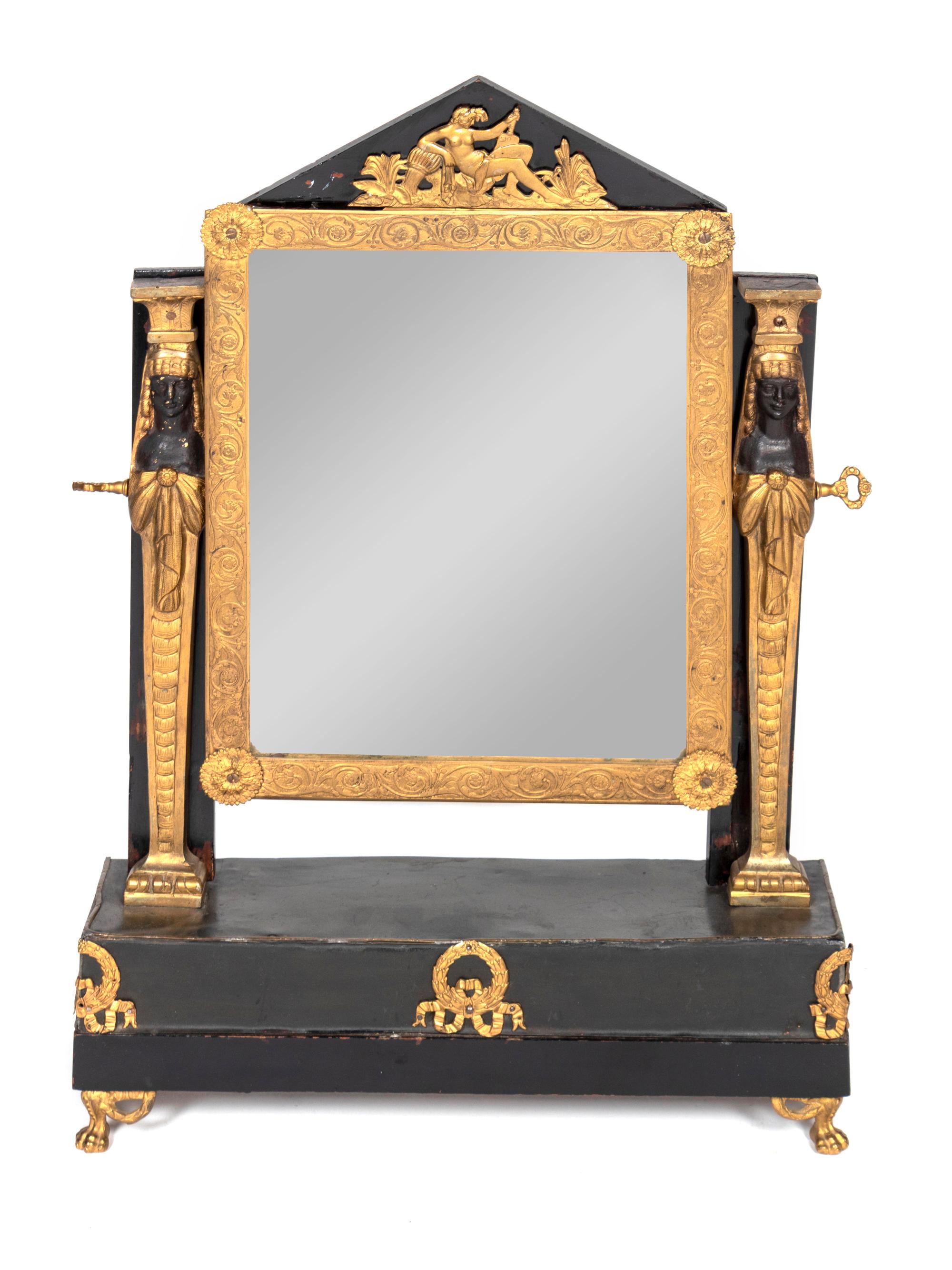 Empire Style Parcel-Gilt and Painted Dressing Mirror — EARLY 20TH CENTURY