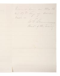 [CIVIL WAR]. SHERMAN, W.T. (1820-1891). Autograph letter signed ("W.T. Sherman") as General of the US Army. Washington, DC, 21 July 1876.
