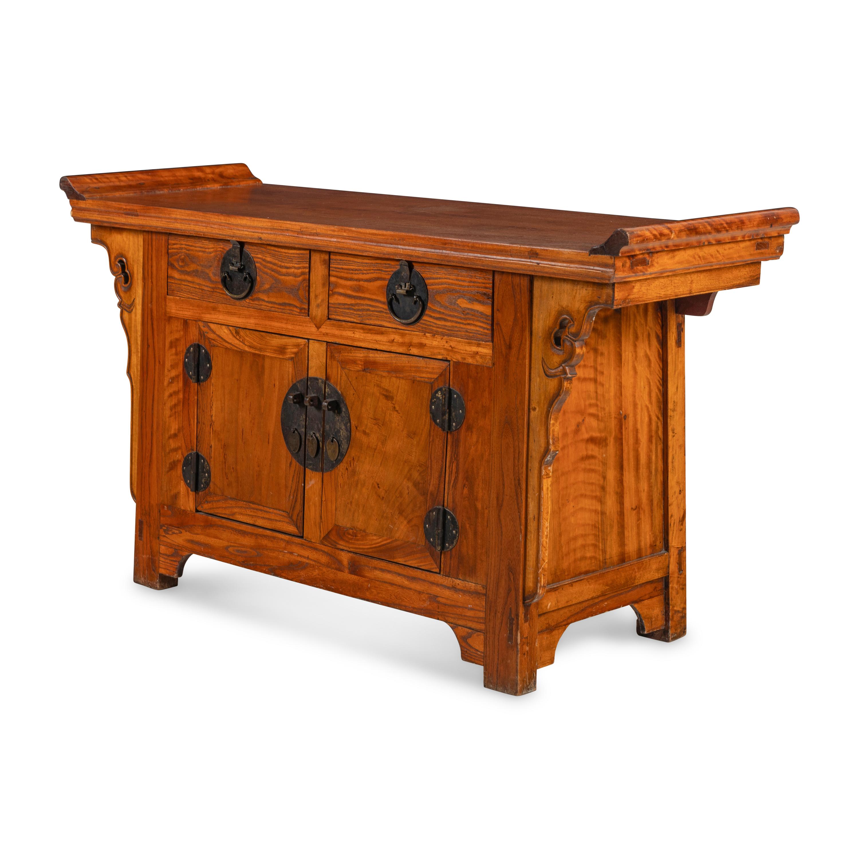 A Chinese Mixed-Wood Two-Drawer Coffer — 雜木翘头联二橱