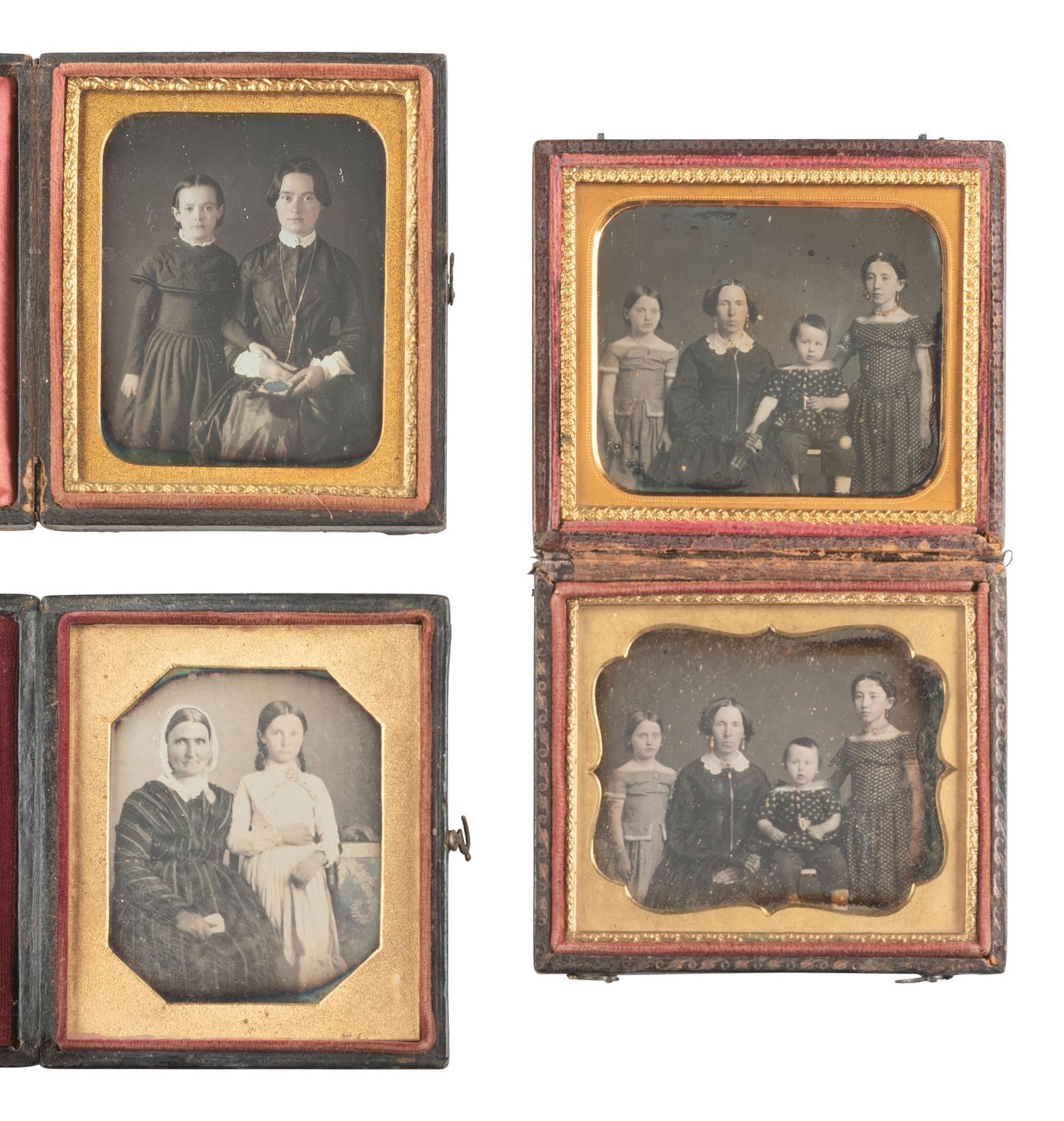 [EARLY PHOTOGRAPHY]. 16 sixth plate daguerreotype family portraits incl. parents with children.