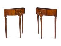 A Pair of Continental Fruitwood and Marquetry Side Tables