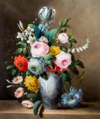 Artist Unknown, (Dutch School, 19th century), Still Life with Painted Vase and Spring Flowers