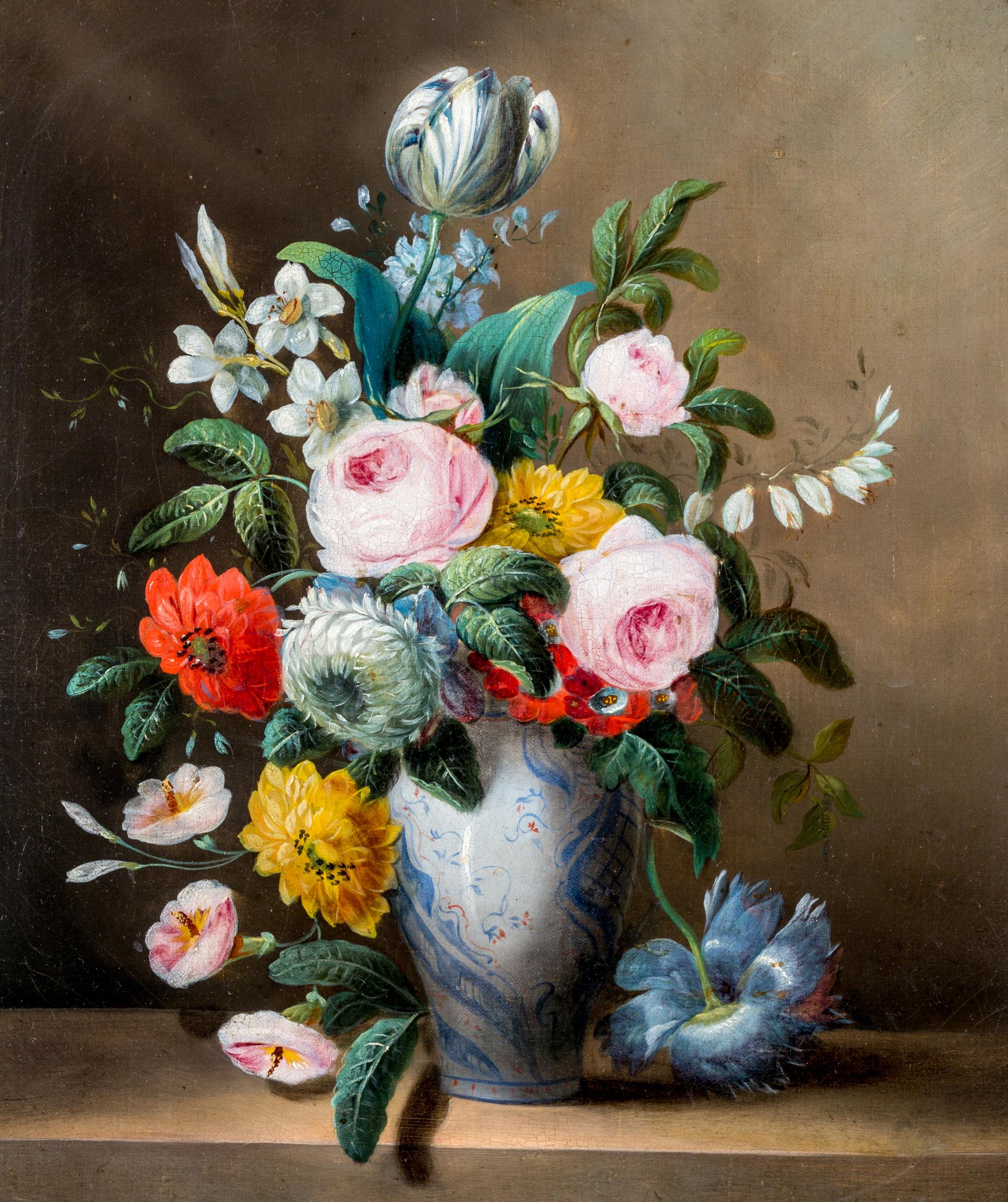 Artist Unknown, (Dutch School, 19th century), Still Life with Painted Vase and Spring Flowers