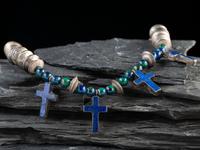 Mercury Dime, Lapis, and Azurite Cross Necklace