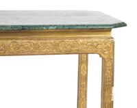 A Chinese Chippendale Style Carved Giltwood Marble-Top Center Table — 19TH CENTURY
