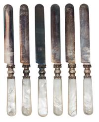 A Set of Twelve Mother-of-Pearl Handled Silver Knives, ,