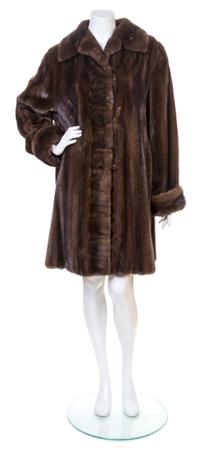 A Brown Mink Coat, Coat no size; Headband 22.5" x 3.25".