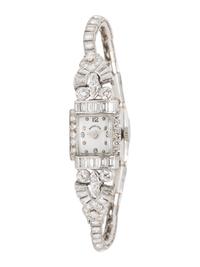 HAMILTON, PLATINUM AND DIAMOND WATCH