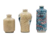 Three Chinese Porcelain Bottle-Form Snuff Bottles
