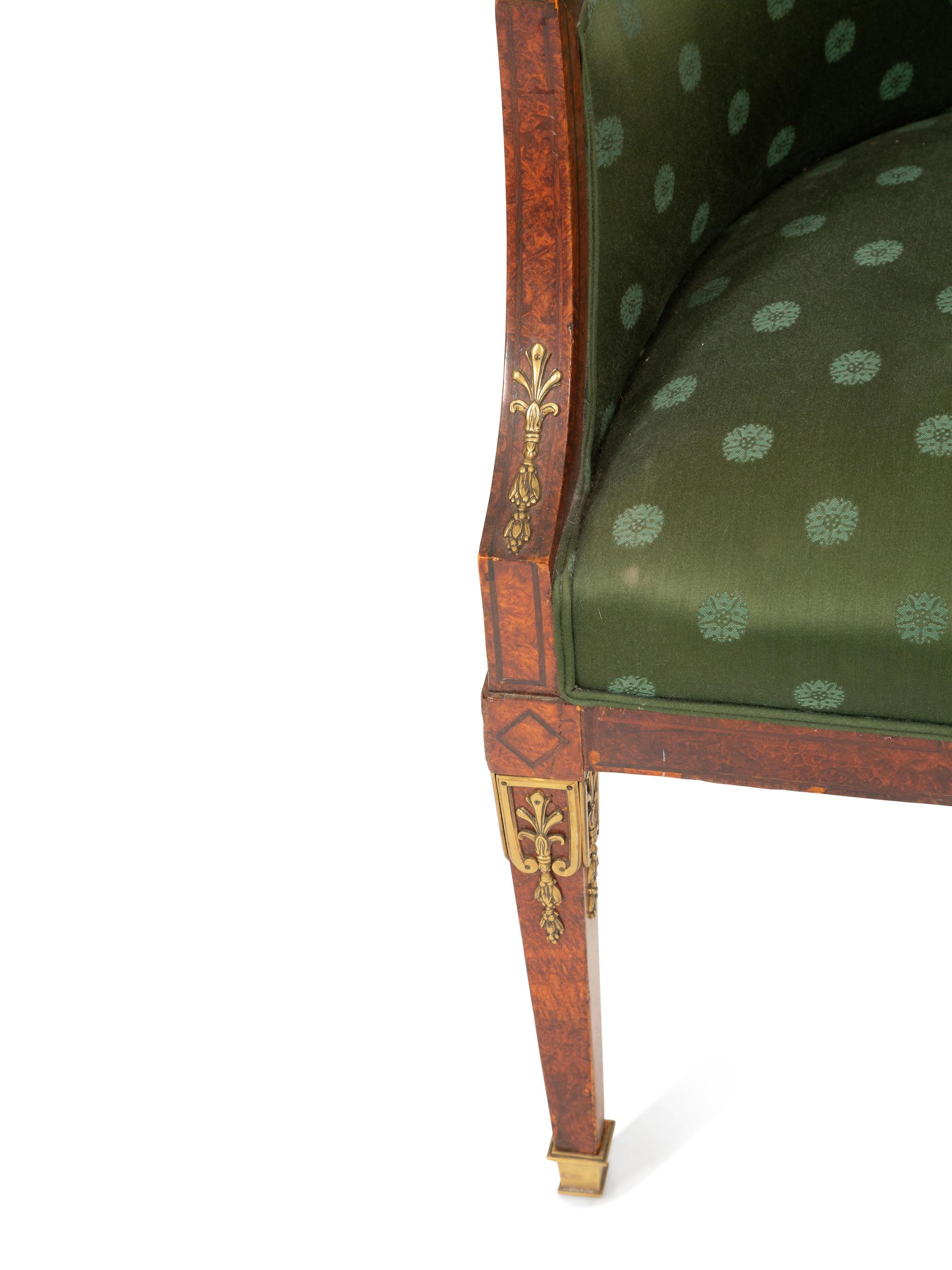 An Empire Style Burlwood Barrel-Back Armchair