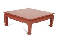 A Red-Painted Grasscloth Low Table