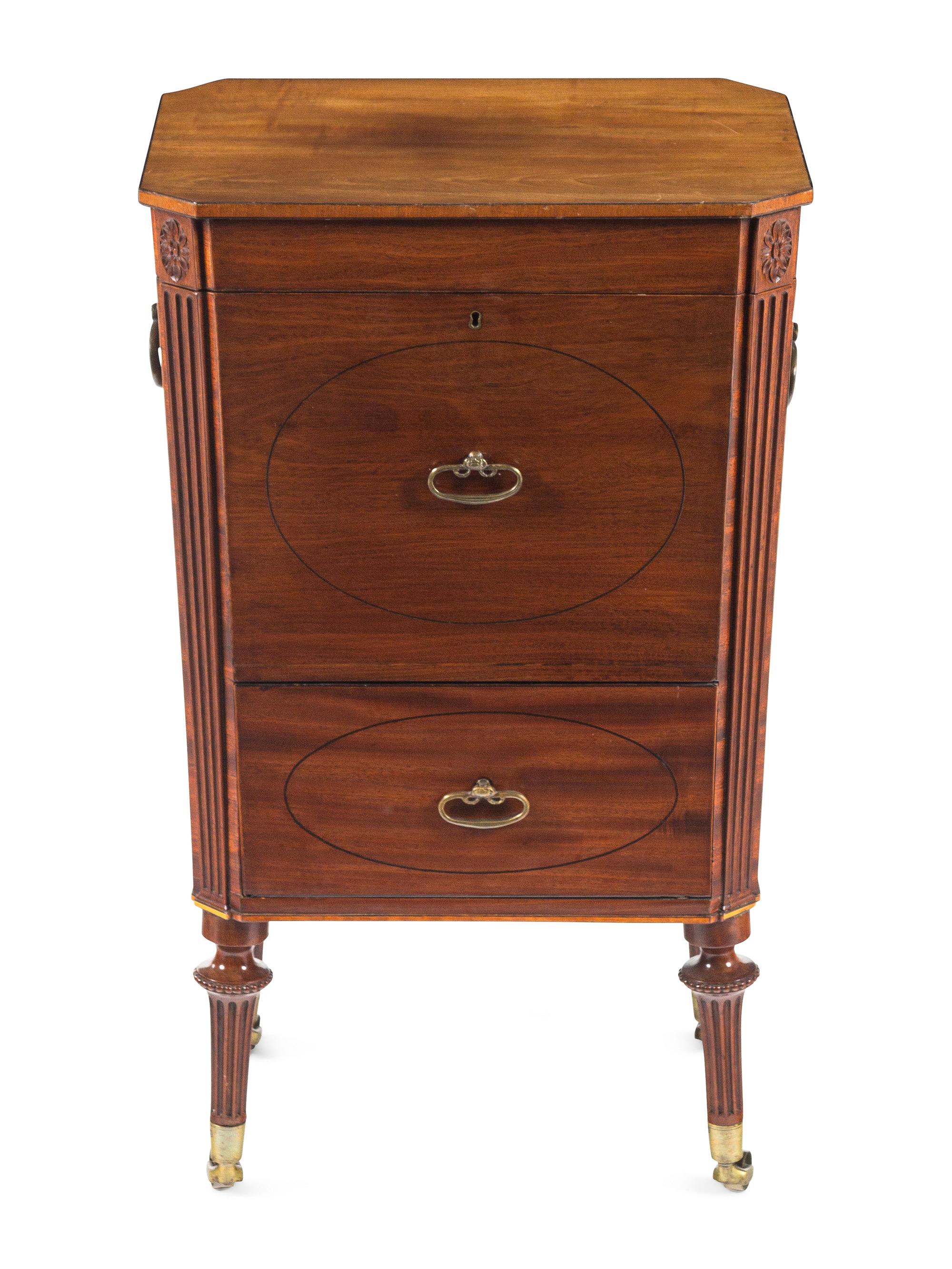 A George III Ebony-Strung Mahogany Cellarette