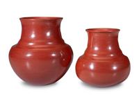 Pair of Redware Pottery Jars, with Bear Paws