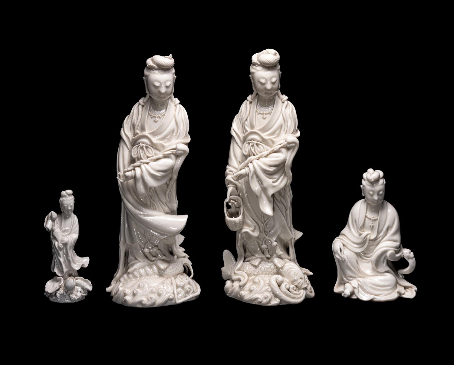 Four Chinese Blanc-de-Chine Porcelain Figures