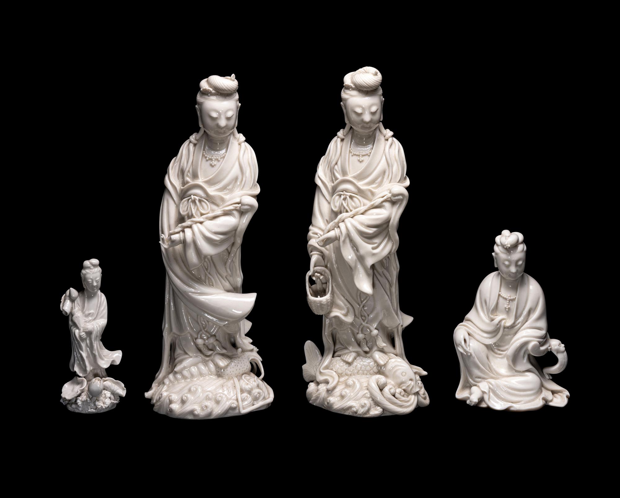 Four Chinese Blanc-de-Chine Porcelain Figures