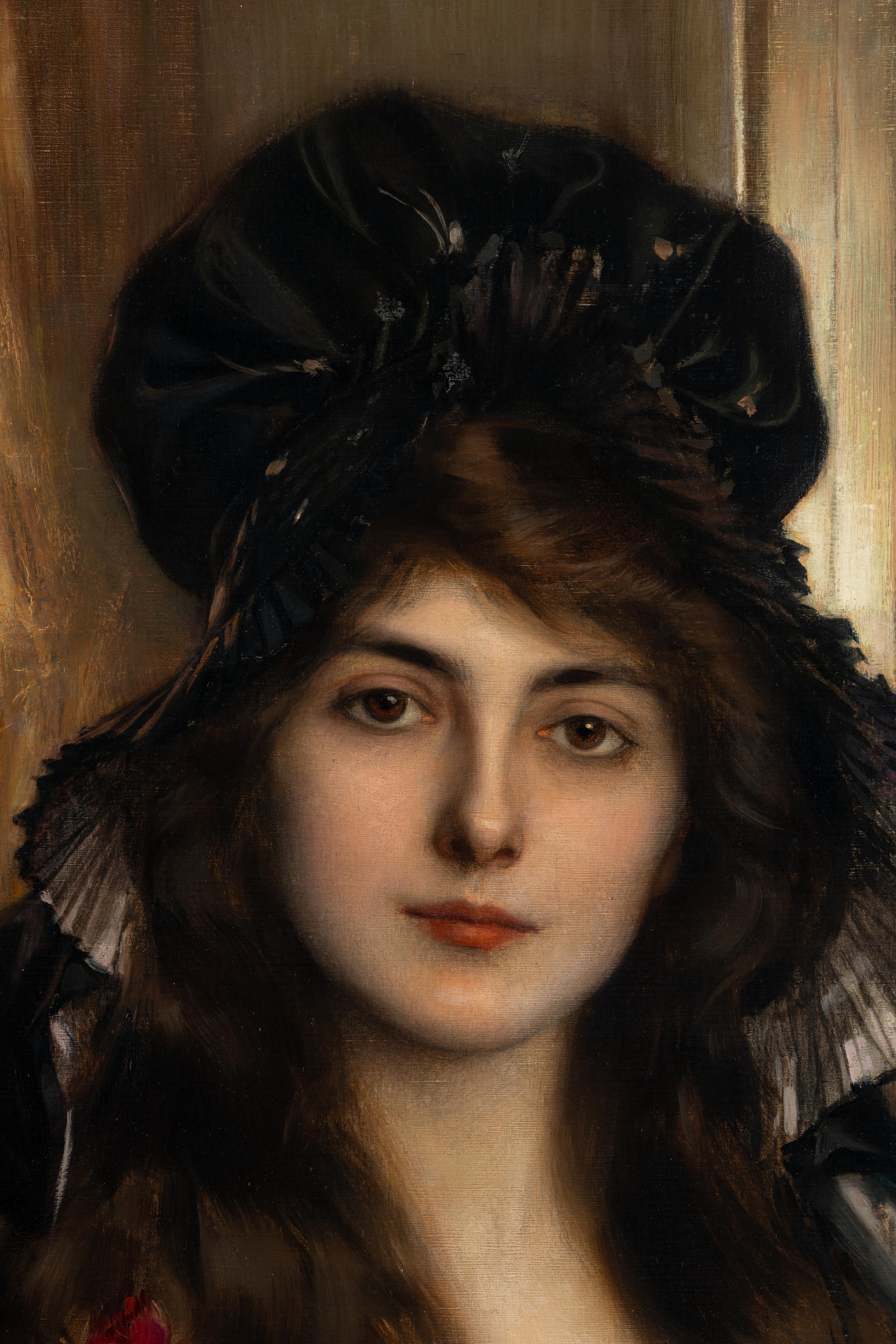 A Young Beauty Holding a Bouquet of Flowers
