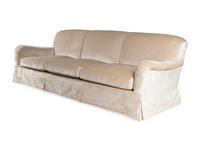 A Velvet-Upholstered Three-Cushion Sofa