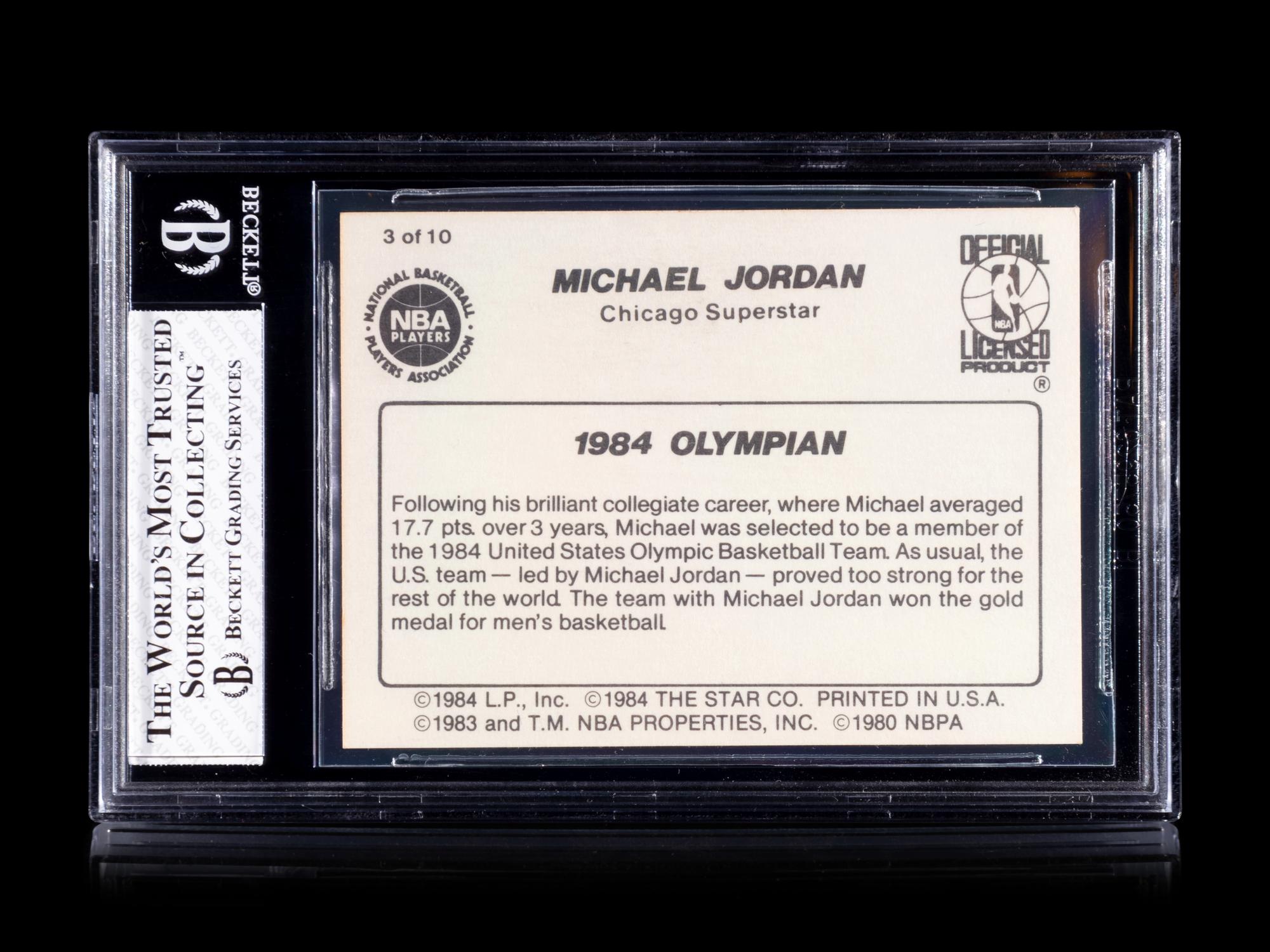 A 1986 Star Michael Jordan Set Break Basketball Card No. 3 1984 Olympian BGS 7.5 Near Mint +