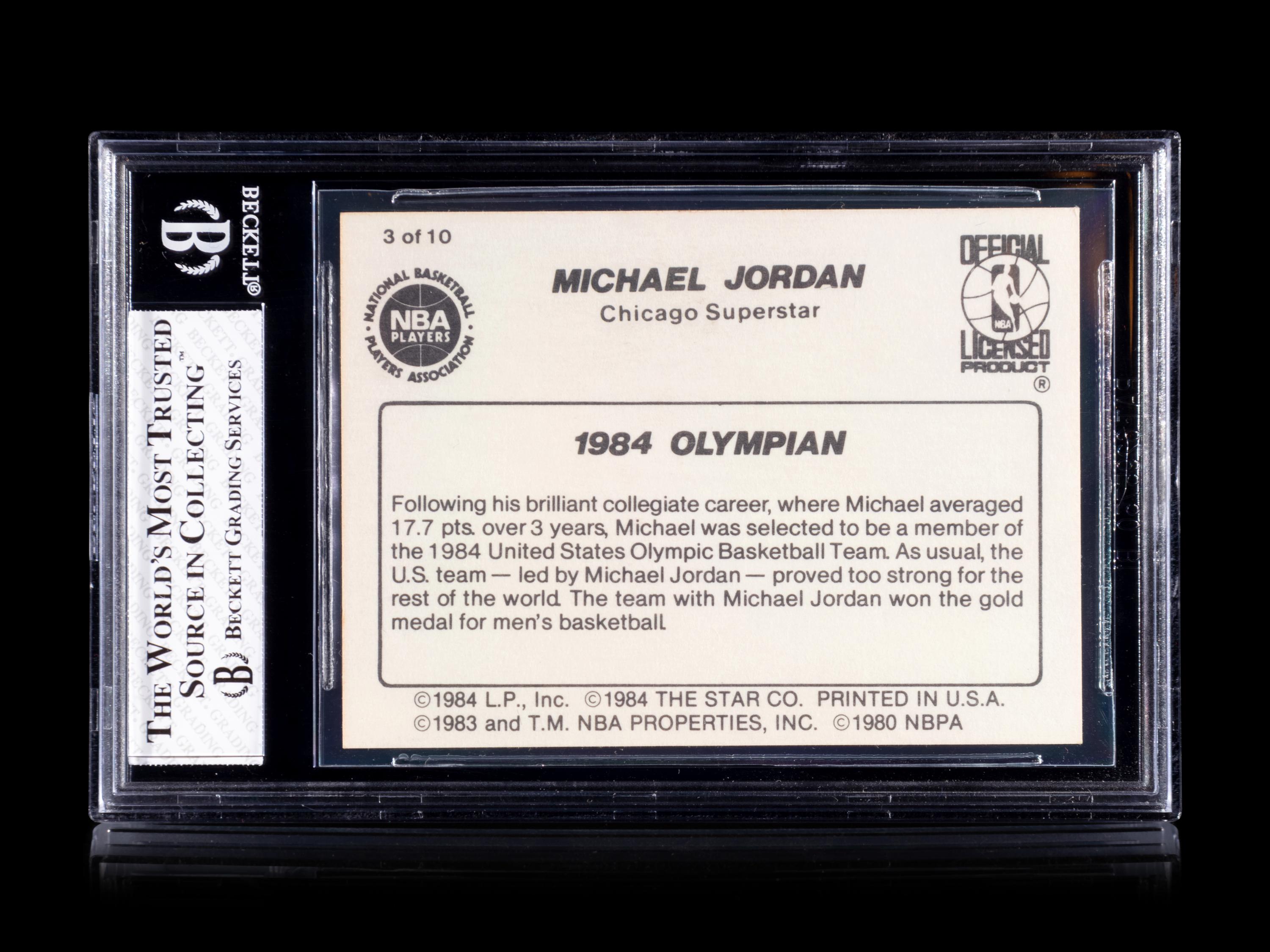 A 1986 Star Michael Jordan Set Break Basketball Card No. 3 1984 Olympian BGS 7.5 Near Mint +
