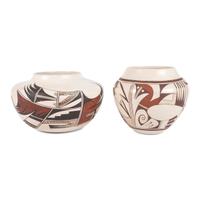 Pair of Polychrome Pottery Jars