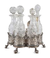 A Victorian Silver Five-Bottle Cruet Frame