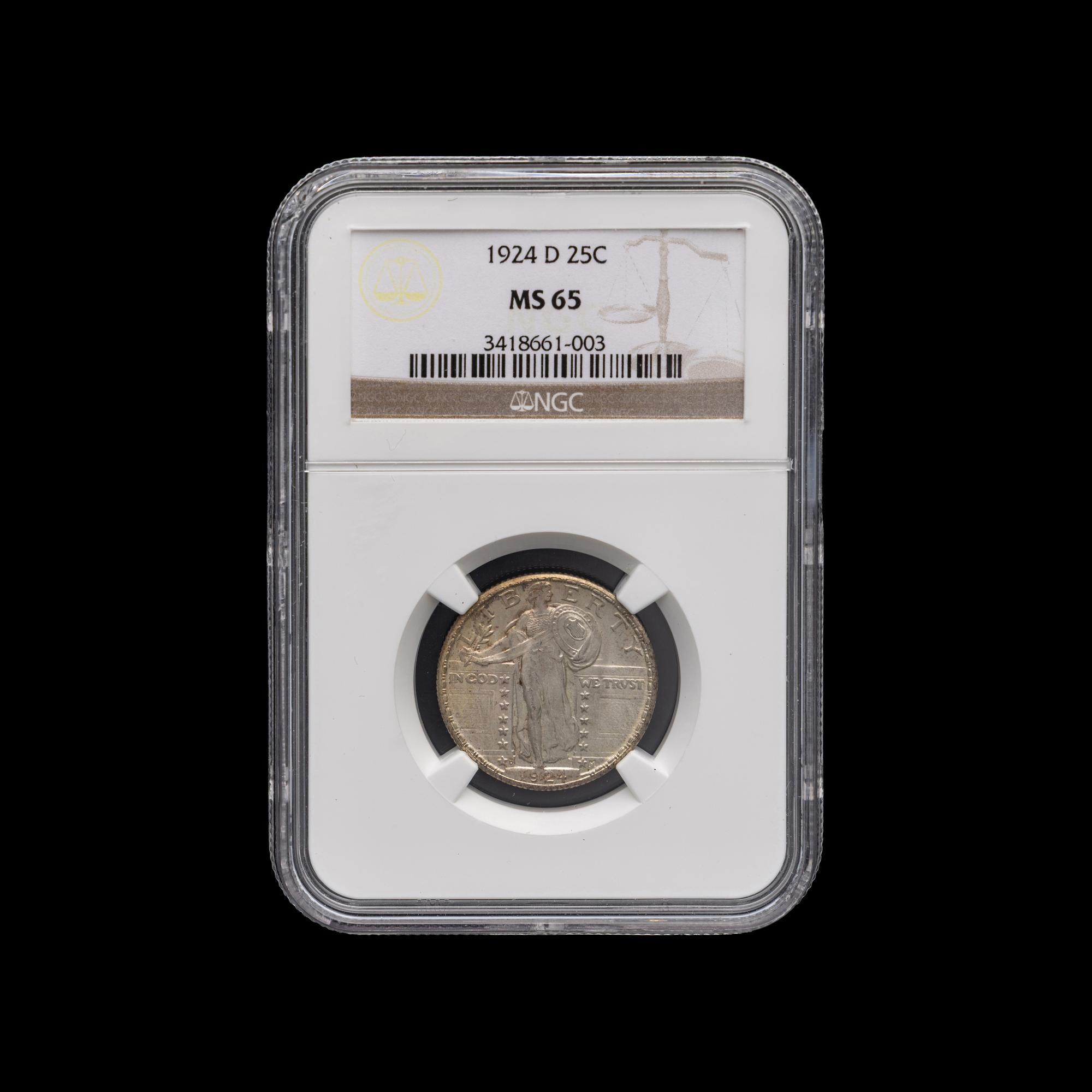 A 1924-D Standing Liberty 25c Coin [NGC MS65]