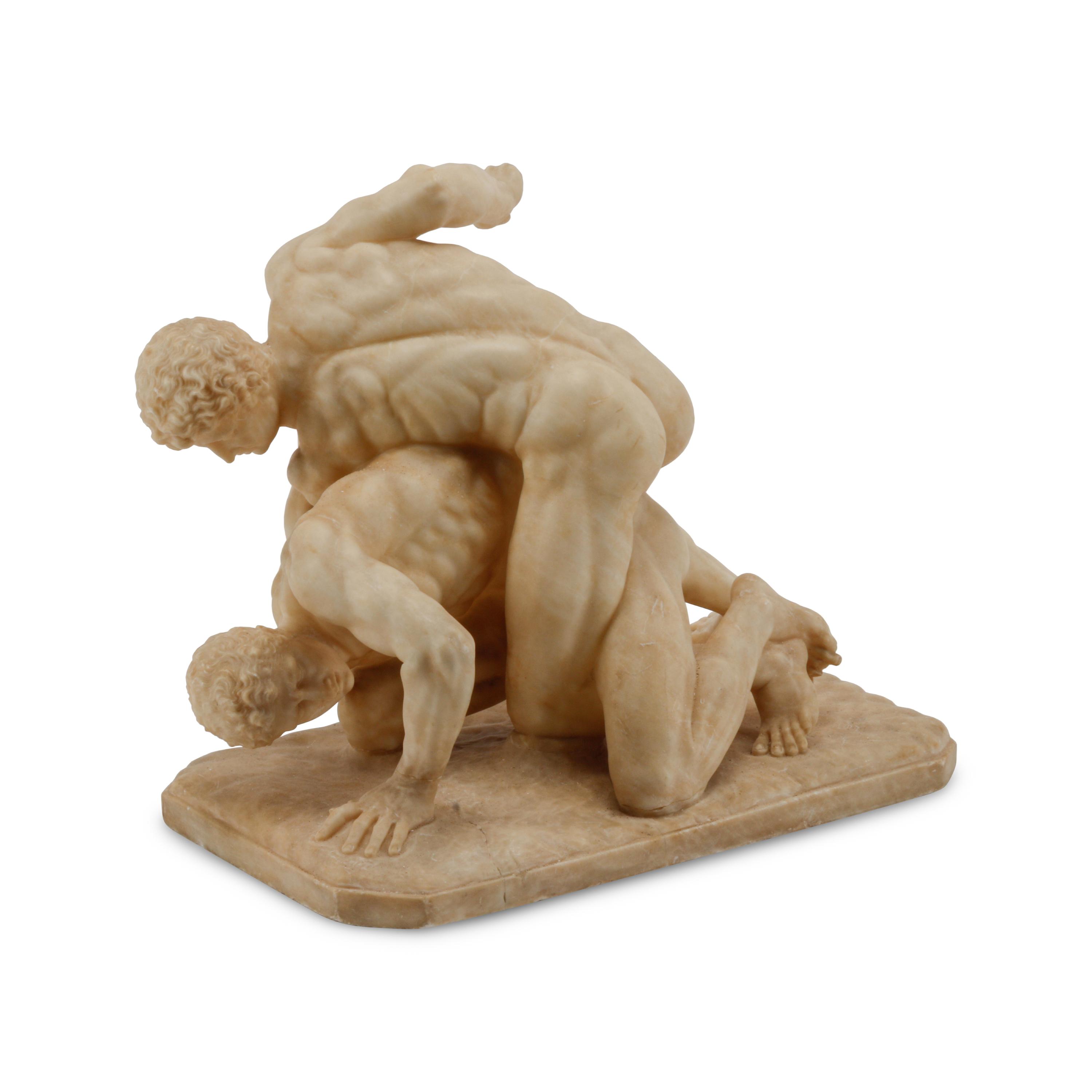 A Continental Alabaster Figural Group of The Wrestlers