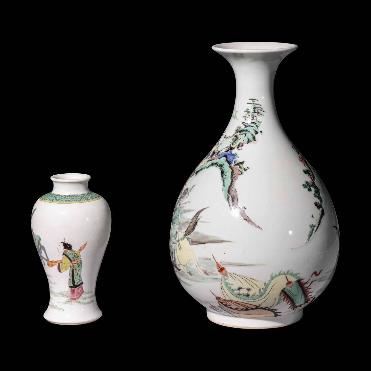 Two Chinese Wucai Porcelain Vases