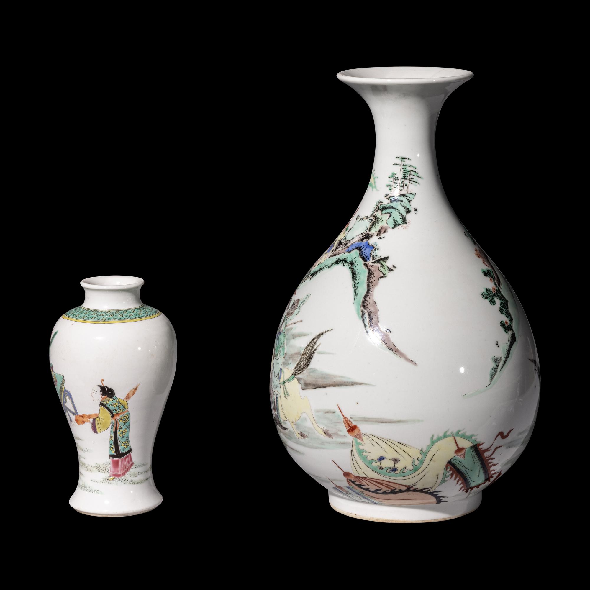 Two Chinese Wucai Porcelain Vases