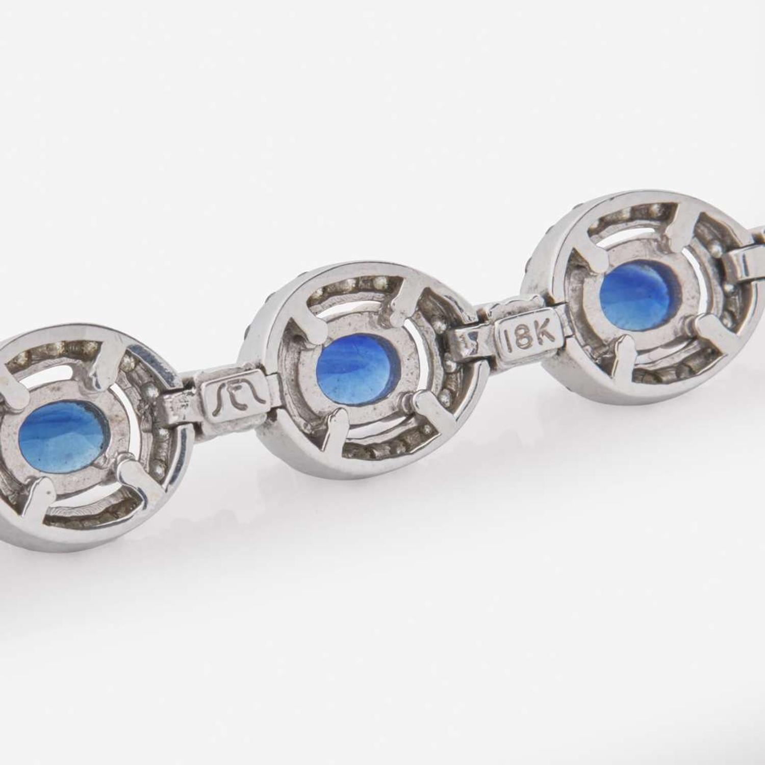 An 18K White Gold, Sapphire, and Diamond Bracelet