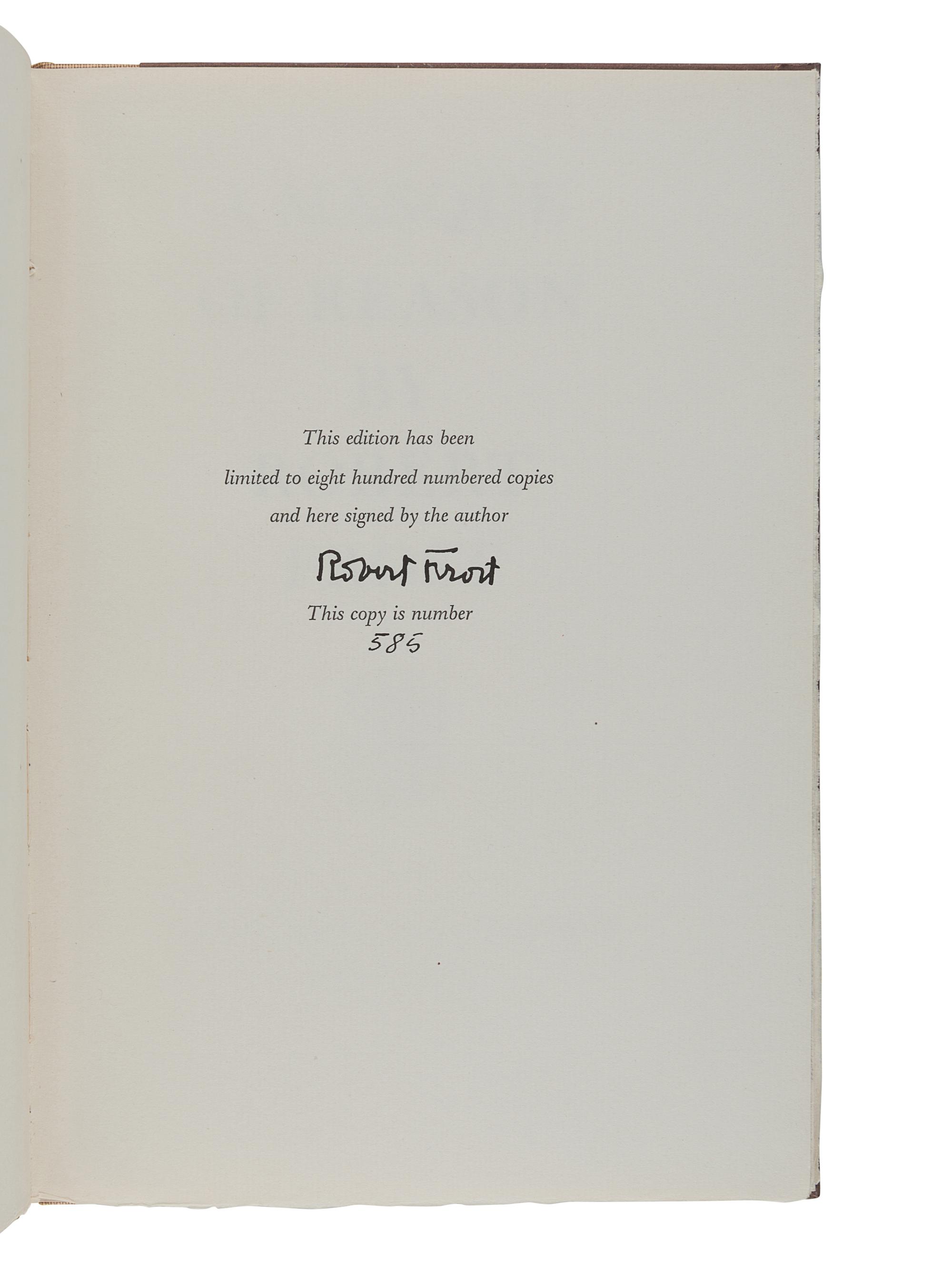 FROST, Robert (1874-1963). A group of 7 signed limited editions, comprising: