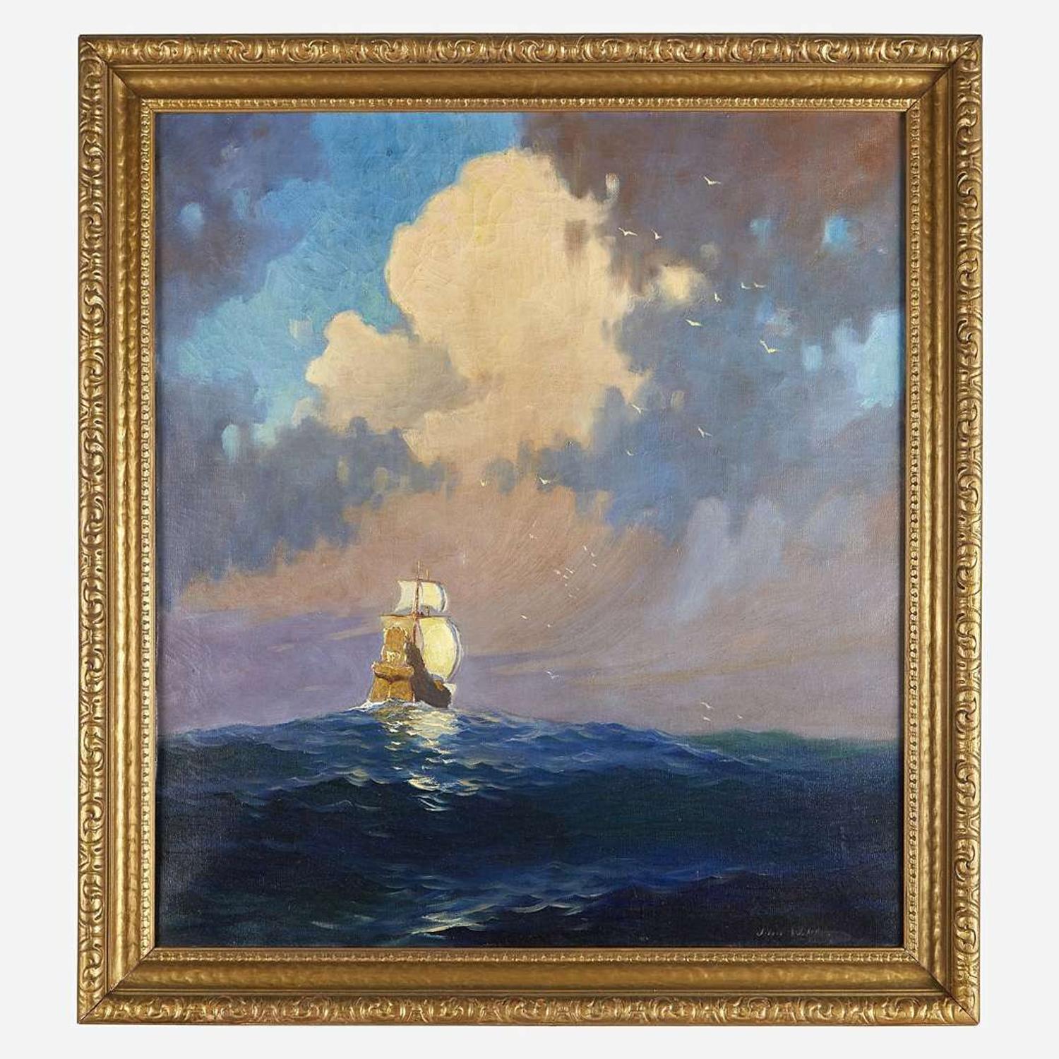 John Whorf (American, 1903–1959) Galleon at Sea, Fantasy