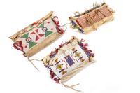 Three Plains Area Beaded Tipi Bags Height of largest 14 x 17 inches