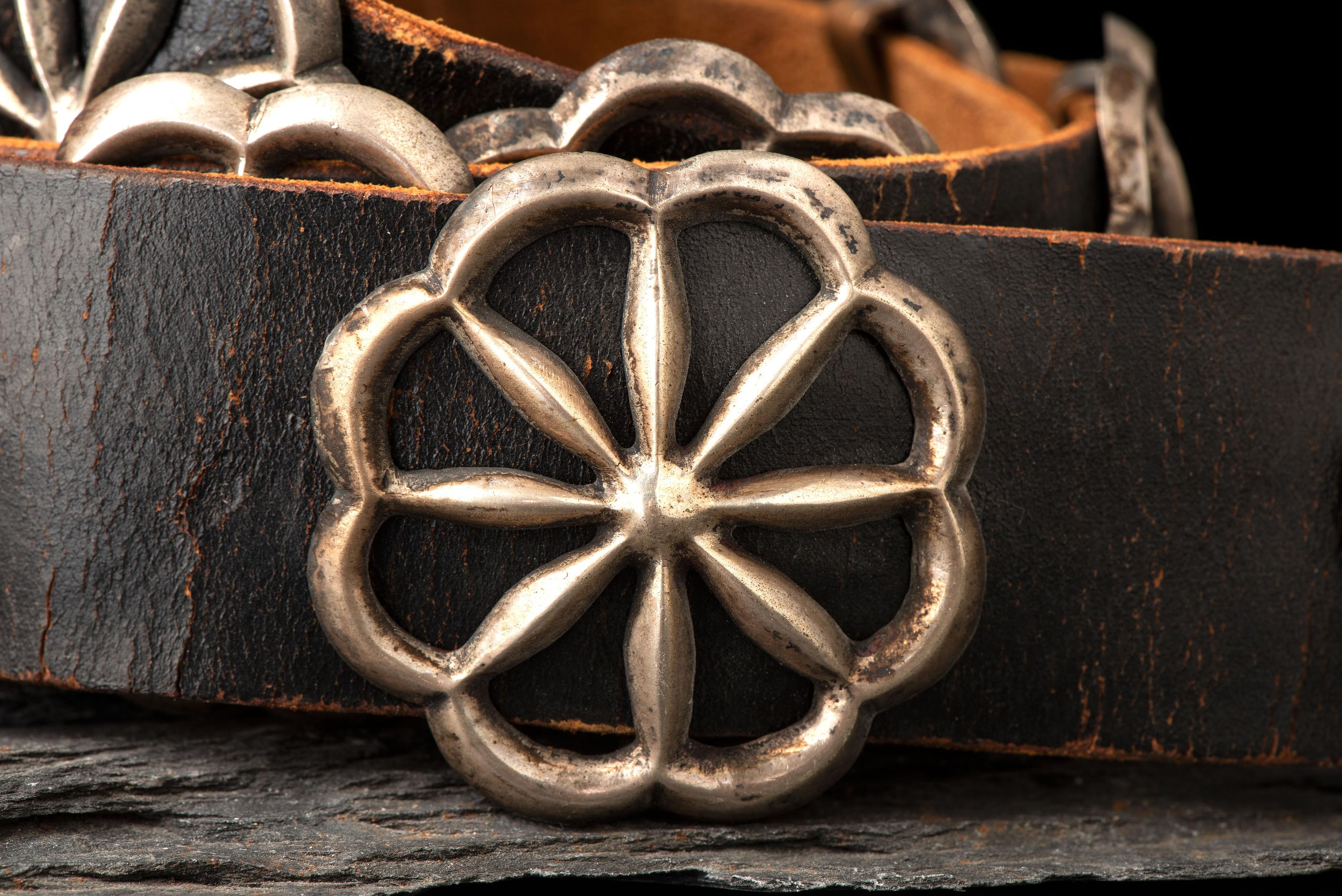 Navajo Sandcast Silver Concha Belt