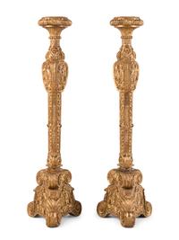 A Pair of Italian Baroque Style Giltwood Torchères
