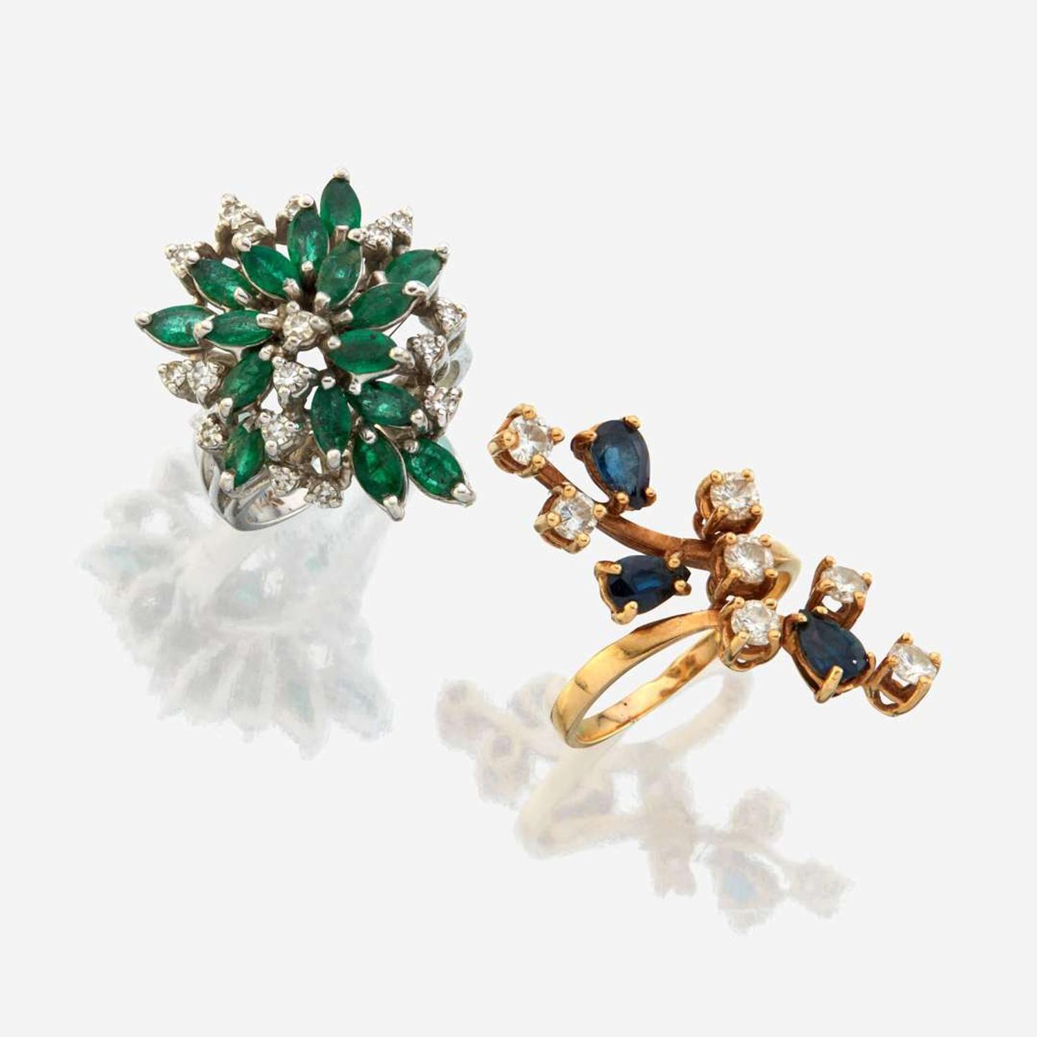 Two gold and gem-set rings