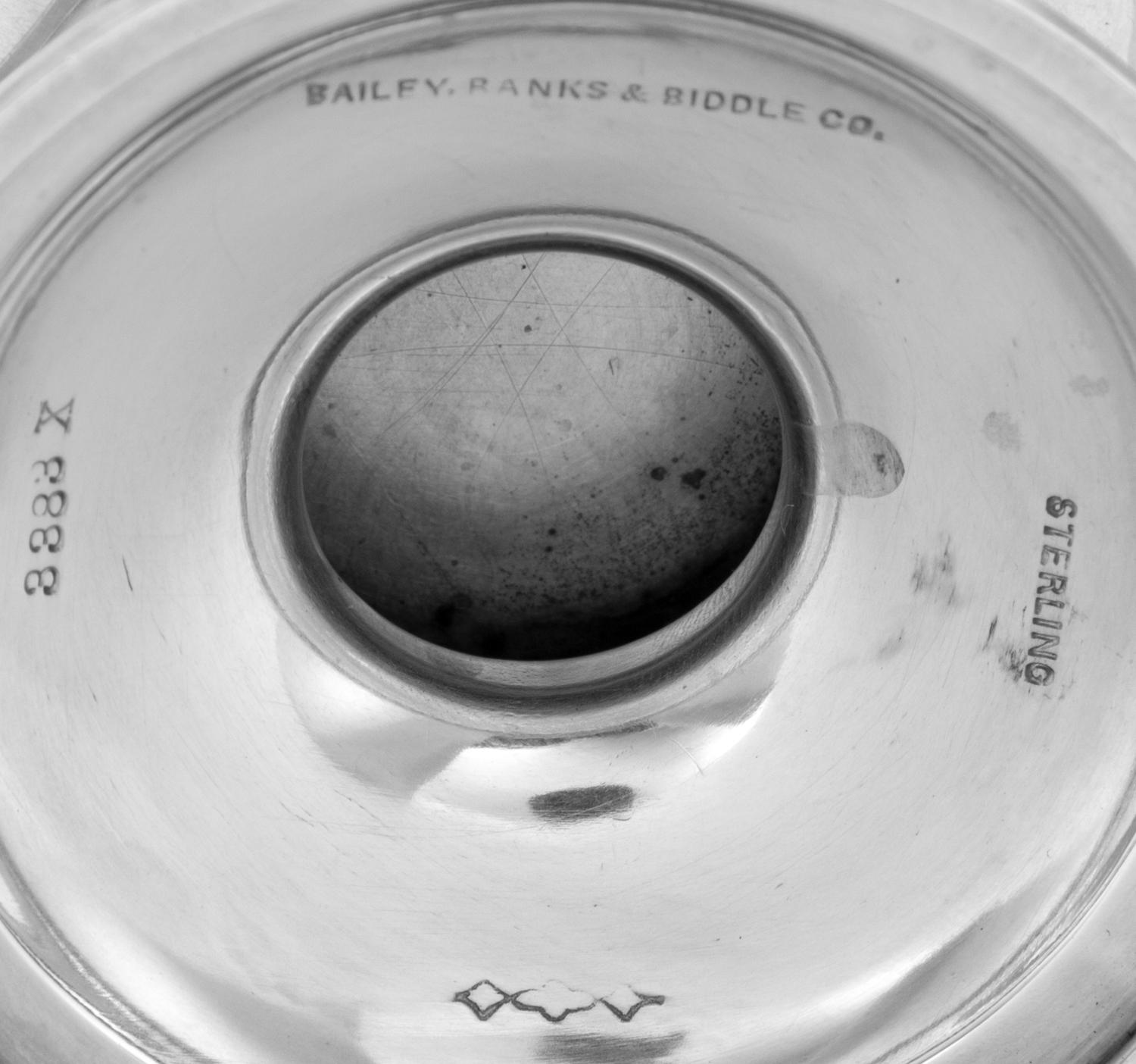 An American Silver Footed Bowl, Dominick & Haff, New York, NY, having a scalloped body with a reeded border, retailed by Bailey, Banks