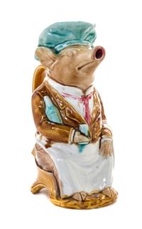 A French Majolica Figural Pitcher Height 10 1/2 inches.