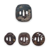 Four Inlaid Iron Tsuba