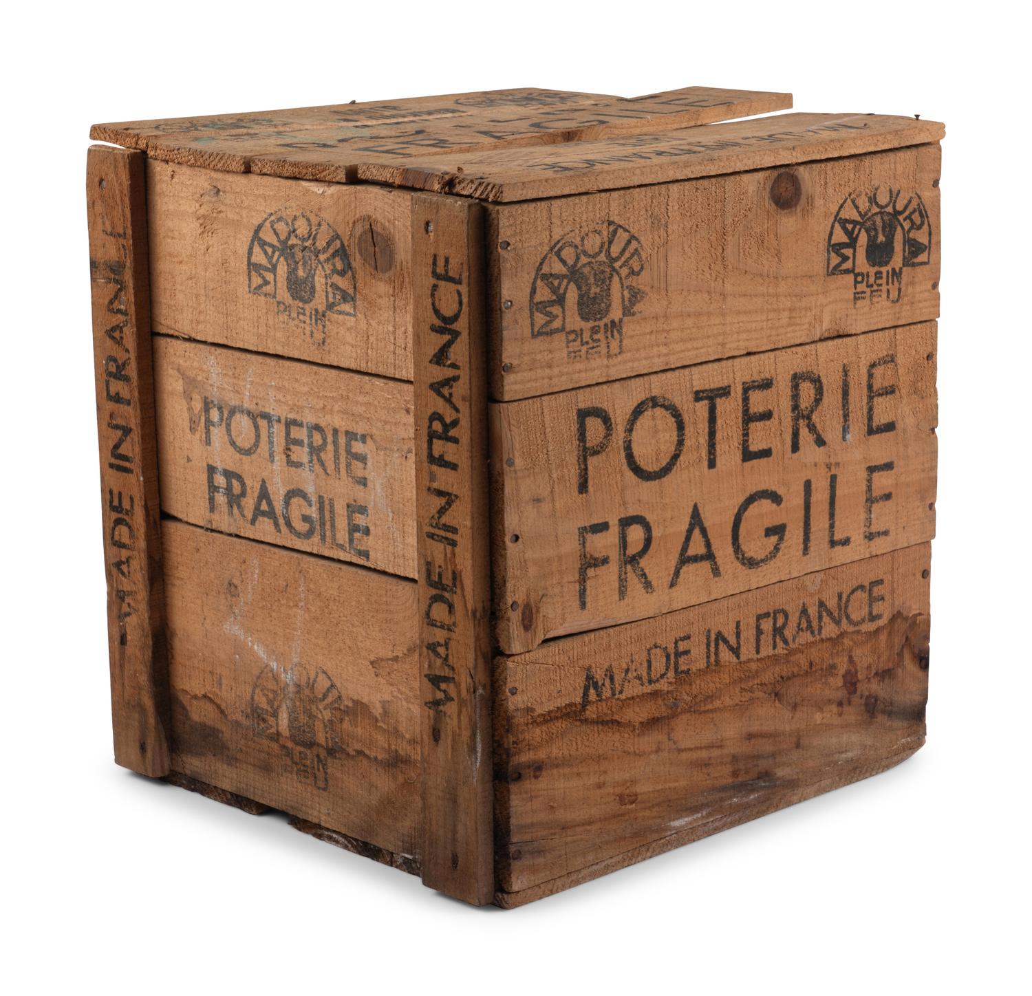 Visage au nez noir (A.R. 609), including original wooden crate from Madoura, 1969