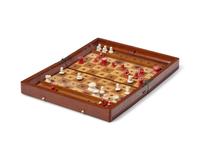 A Satinwood and Mahogany Folding Chess Set from William Vincent Astor's Yacht, Nourmahal