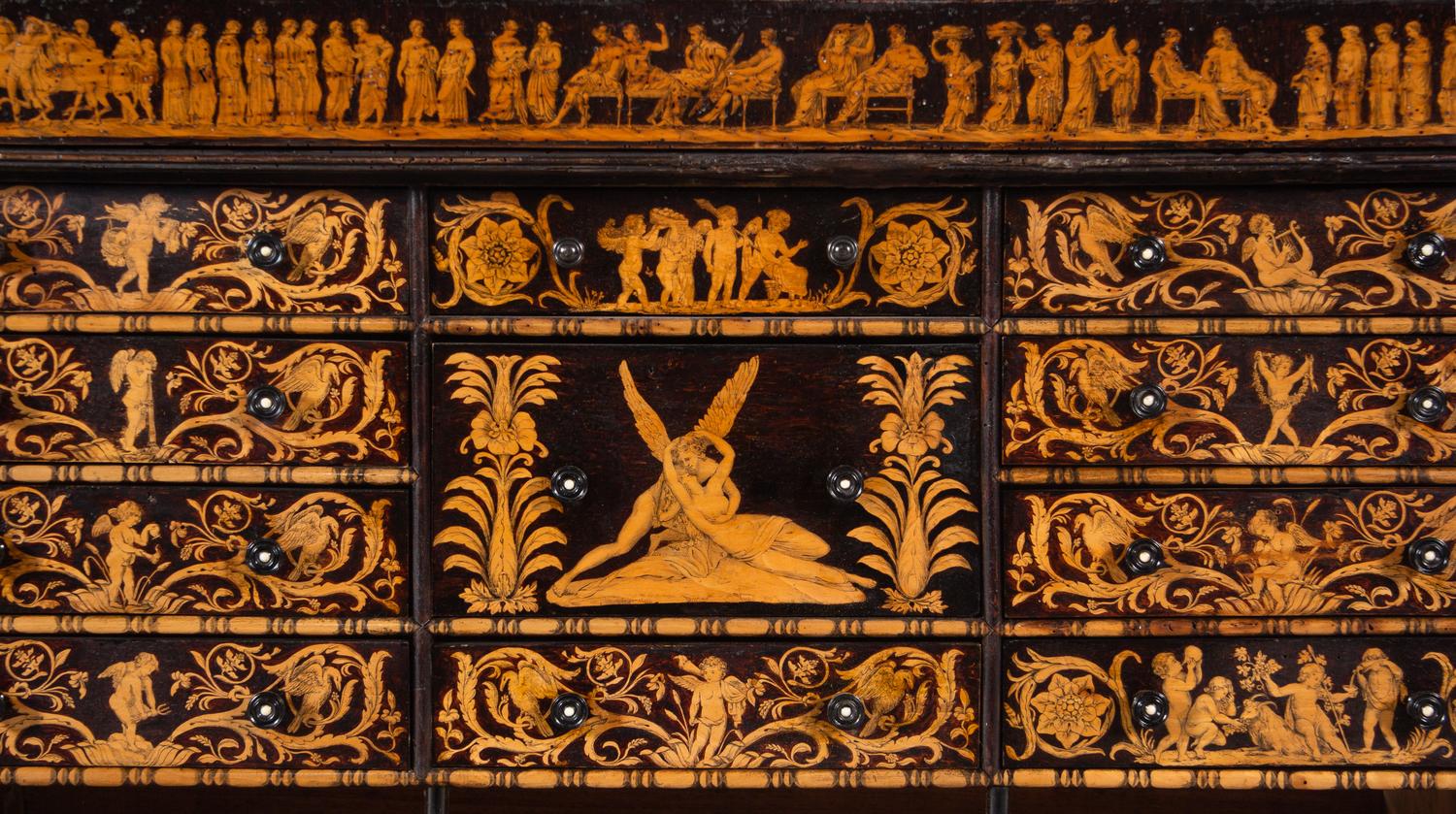 A Neoclassical Style Penwork Cabinet