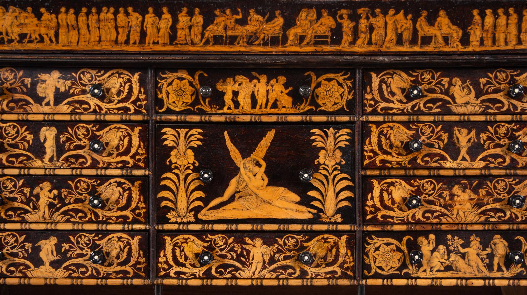 A Neoclassical Style Penwork Cabinet