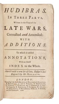 BUTLER, Samuel (1612-1680). Hudibras . London: T.W. for D. Browne and others, 1726.