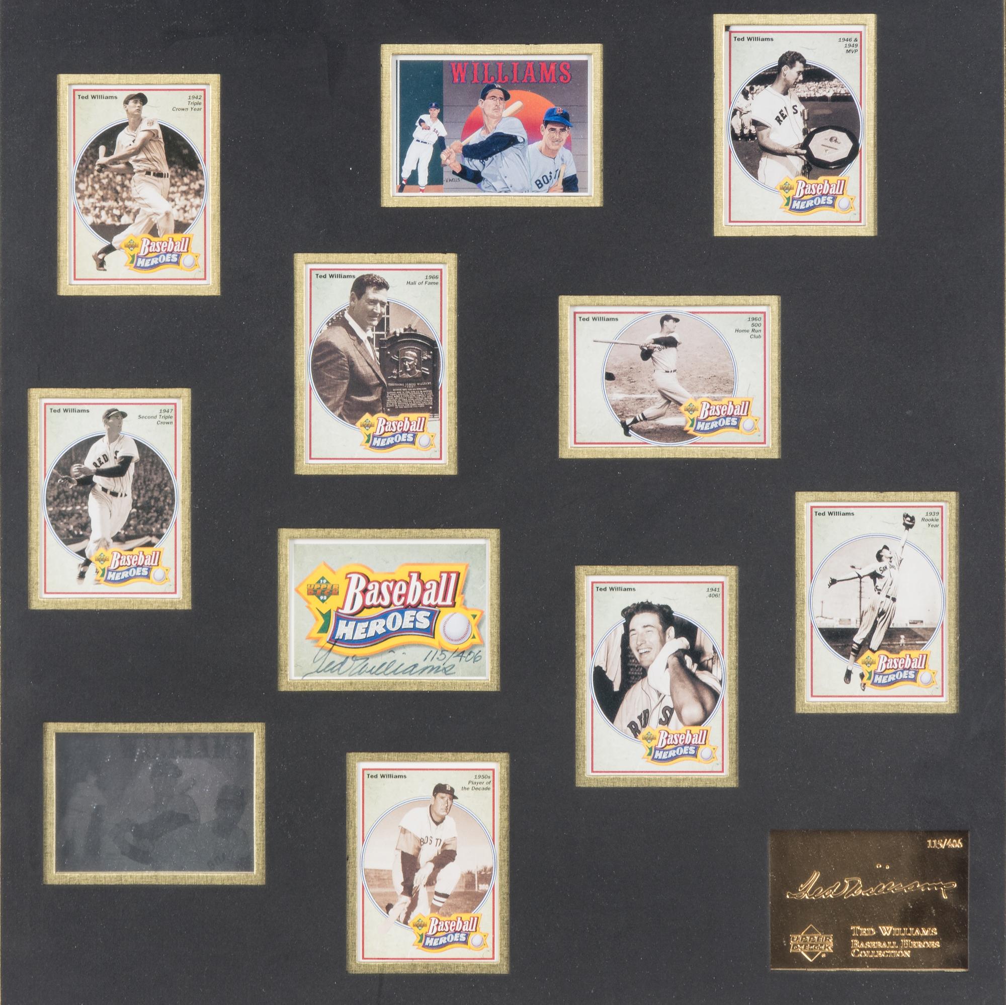 A 1992 Upper Deck Ted Williams Baseball Heroes Signed Autograph Display,