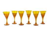 Yellow Glass Decanter with Stopper and Six Goblets, c. 1970