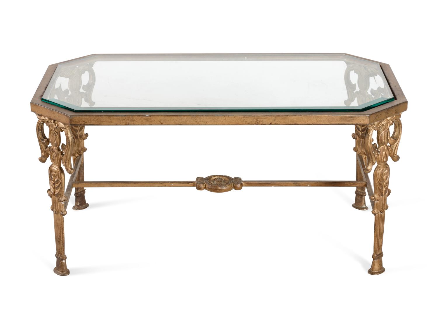 A Brass and Glass Low Table